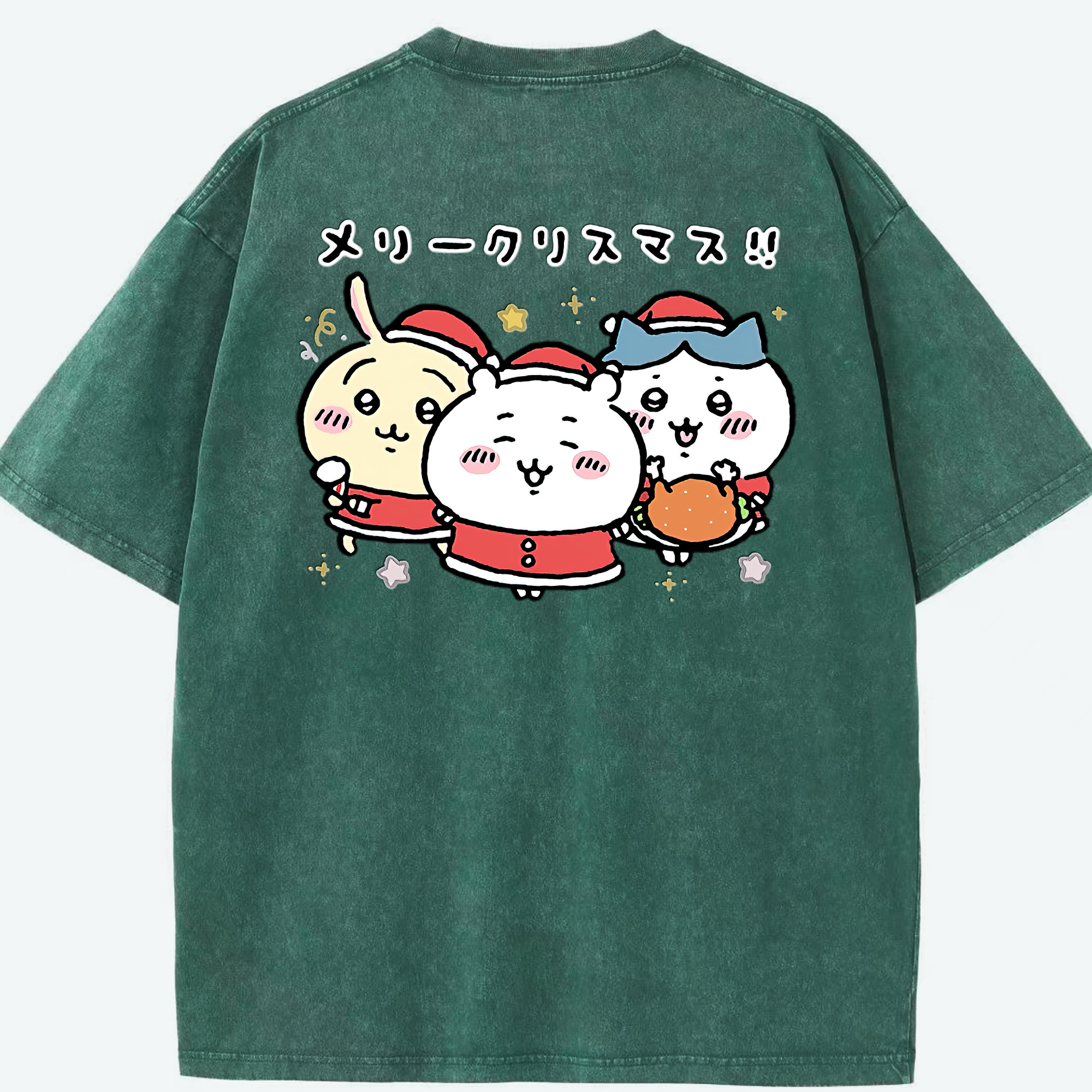 （画像用） ちいかわ ハチワレ Chii-kawa hachiware 綿100% ヴィンテージ風 半袖Tシャツ（背面プリント）